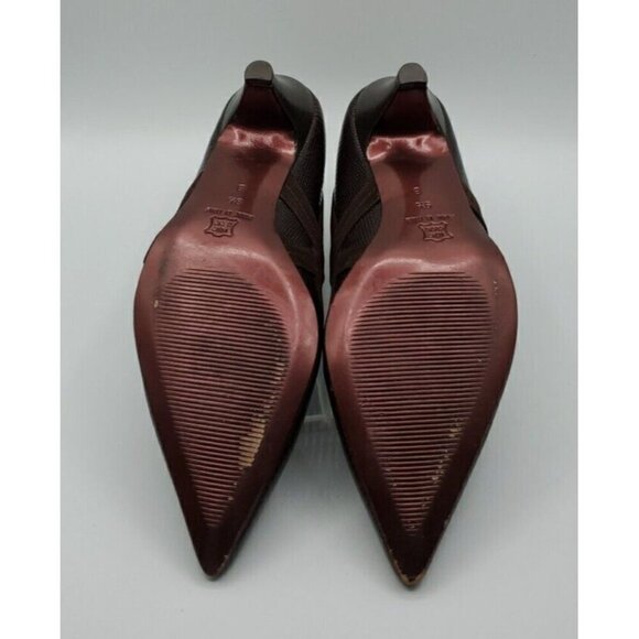 Versani Women's Brown Leather Croc with Suede Trim Heels Size 9.5 B - Picture 10 of 12